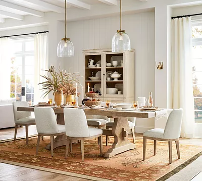 Layton Upholstered Dining Chair Seadrift by Pottery Barn Oatmeal Performance Boucle Standard Designer Discount Club