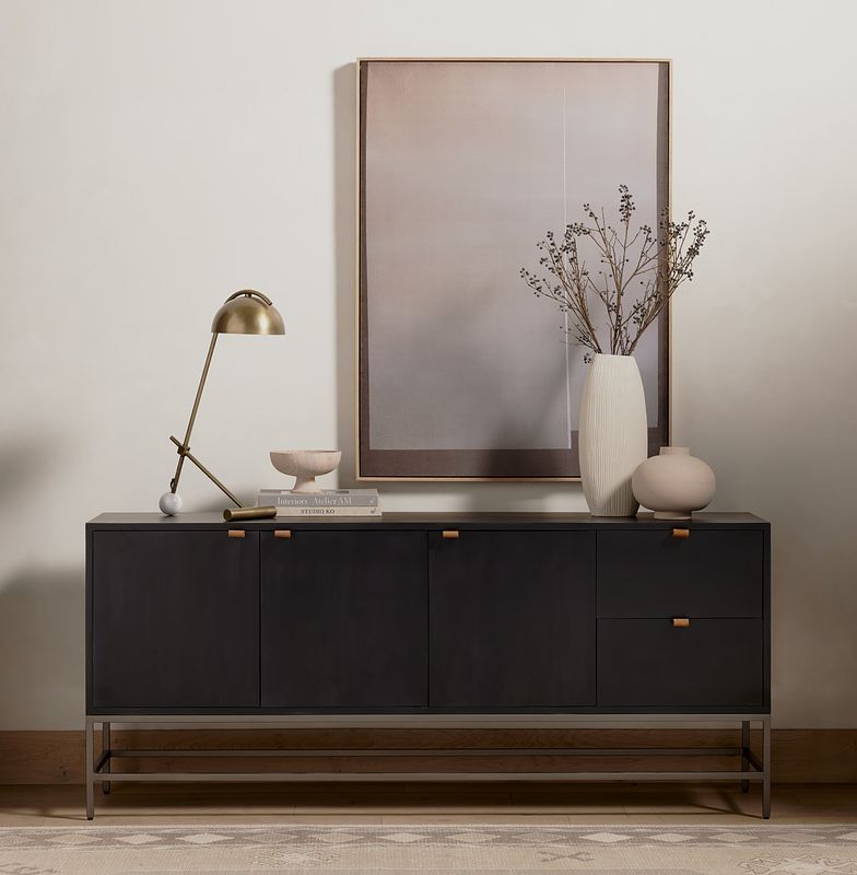 Theodore Industrial Loft Sideboard by Kathy Kuo Home (Black Wash Poplar ...