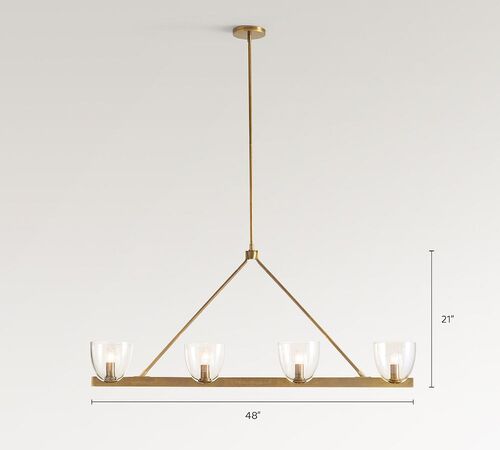 Chamberlin Metal Linear 48" Chandelier, Tumbled Brass