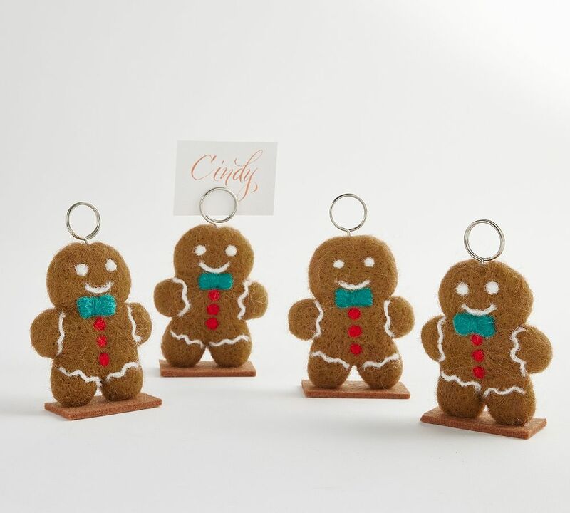 Gingerbread Handcrafted Place Card Holders, Set of 4
