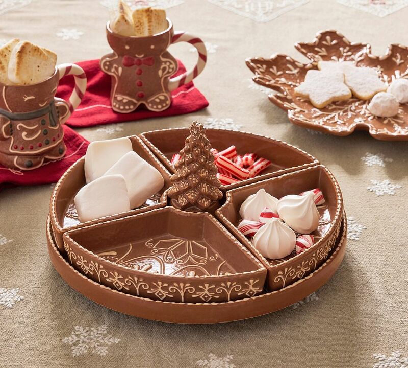 Gingerbread Stoneware Lazy Susan - Brown