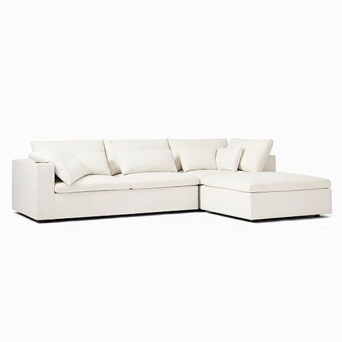 Harmony Modular Petite 2-Seat 3-Piece Right Ottoman Sectional, Performance Chenille Crossweave Sand