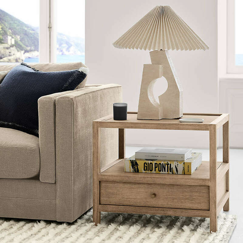Keane Large Weathered Natural Wood Storage End Table, Set of 2