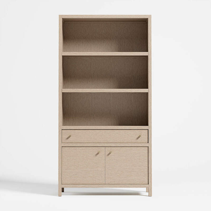 Keane Weathered Natural Wood Closed Bookcase