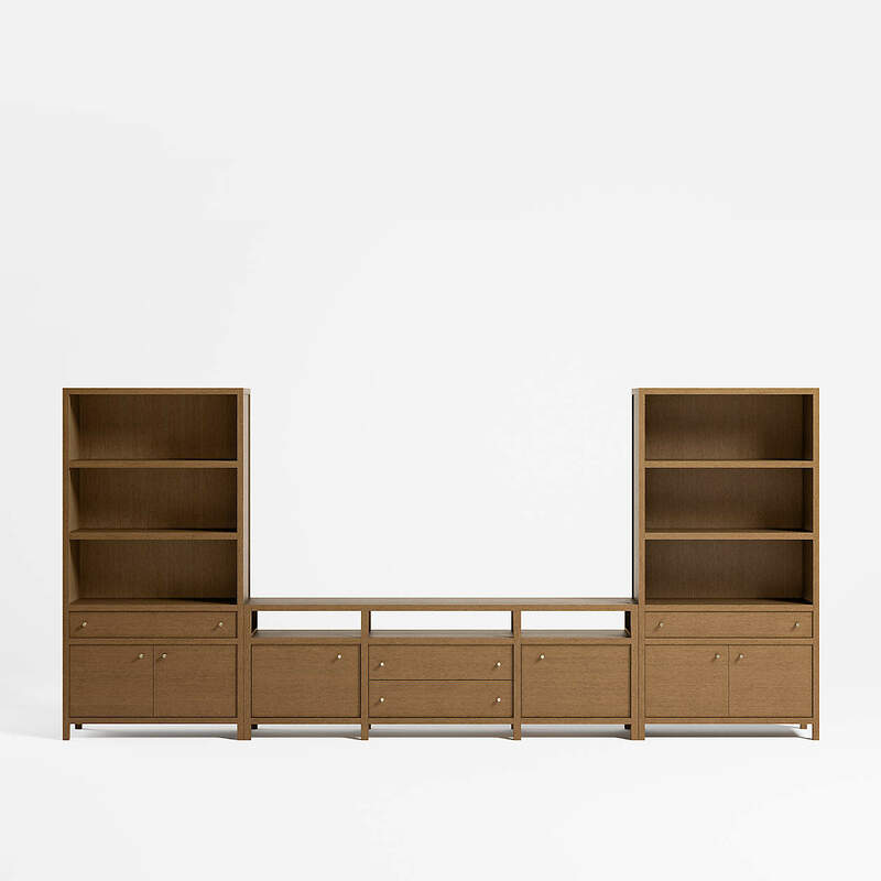 Keane Driftwood 86" Media Console with 2 Storage Bookcases