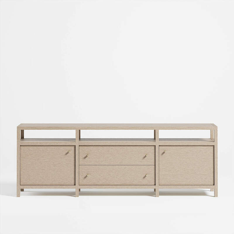 Keane Weathered Natural Wood 86" Storage Media Console