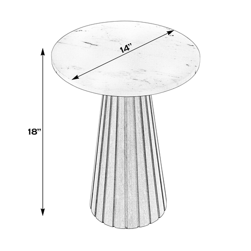 Levi Marble Side Table, White/Brown