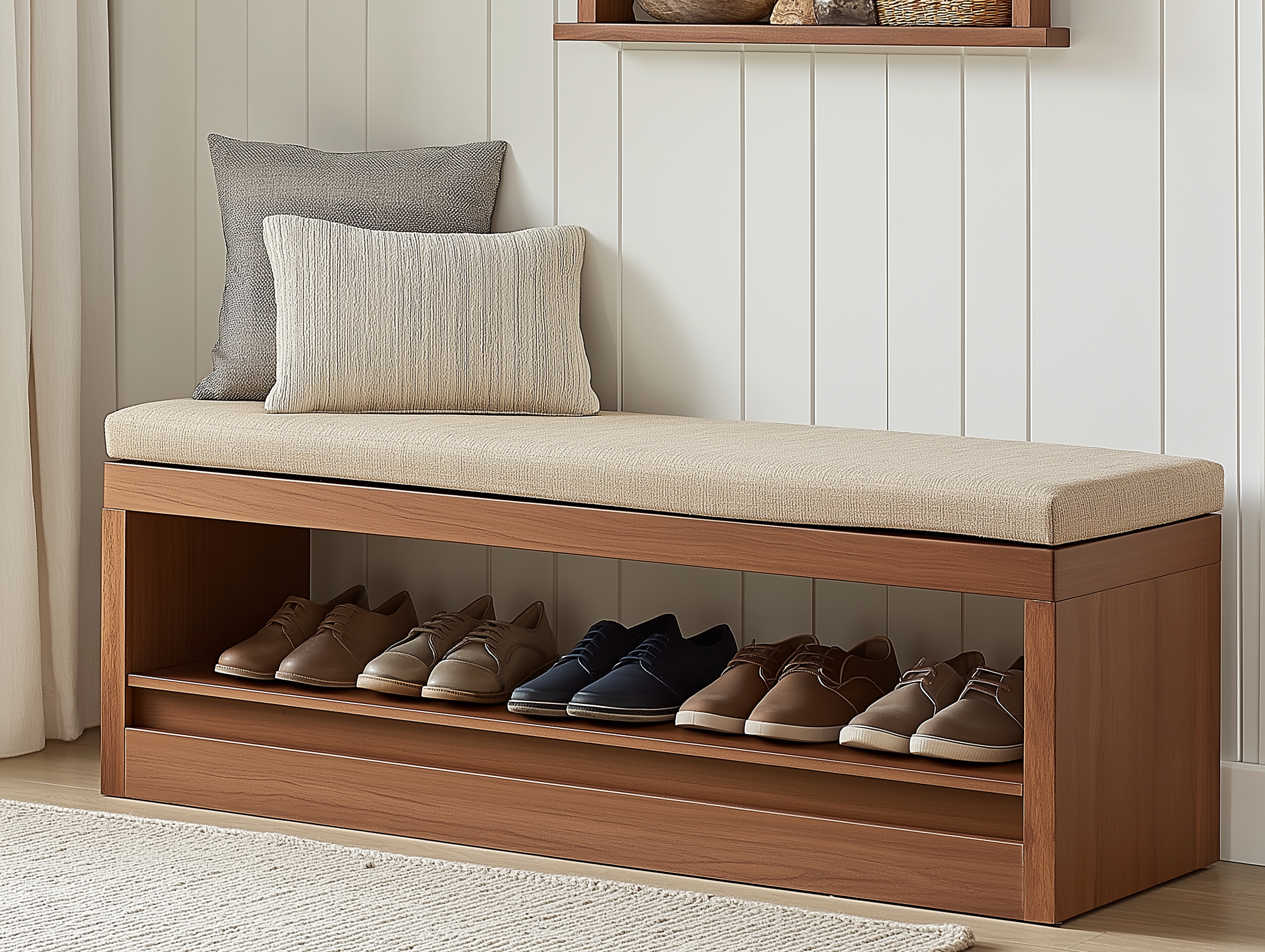 Bench with shoe storage