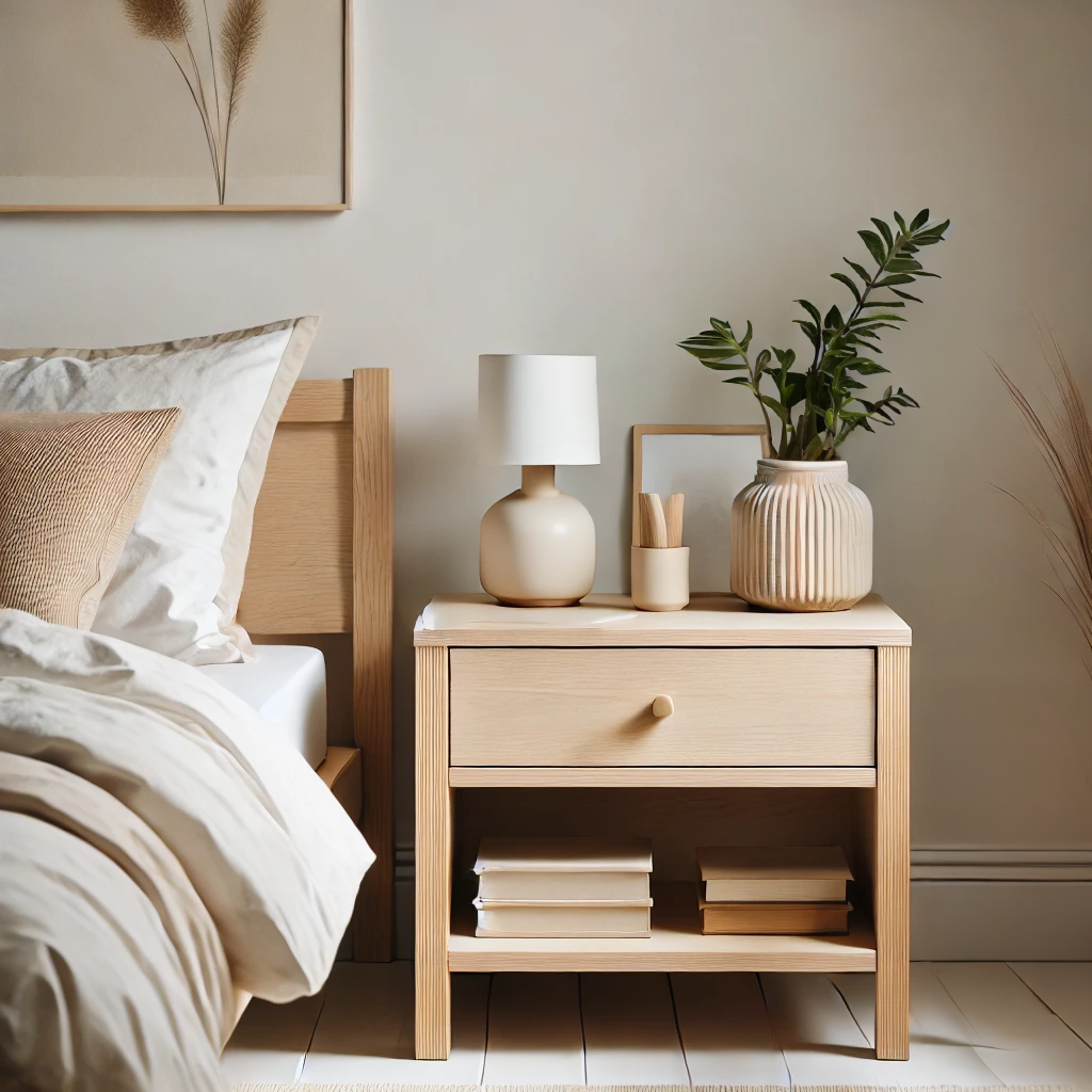 Nightstand in Scandinavian interior design style